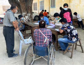 Cambodians registering to receive a COVID-19 vaccine, Cambodia.